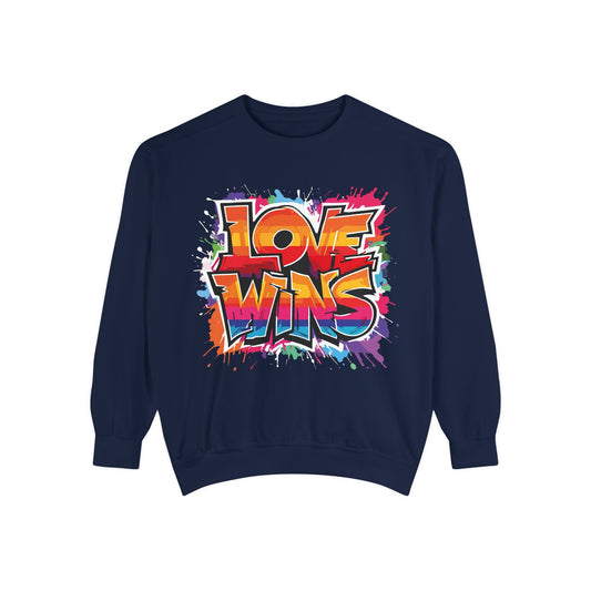 Colorful Love Wins Sweatshirt - Unisex Garment - Dyed Comfort - Buy Now at shColorful Love Wins Sweatshirt - Unisex Garment - Dyed ComfortSweatshirtPrintifyShekh Brend15689096841947283104op_name